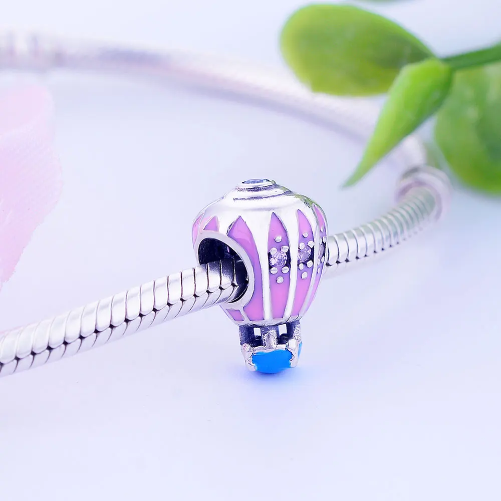 925 пробы серебряные огненные полированные эмалевые воздушные шары любовь сердце