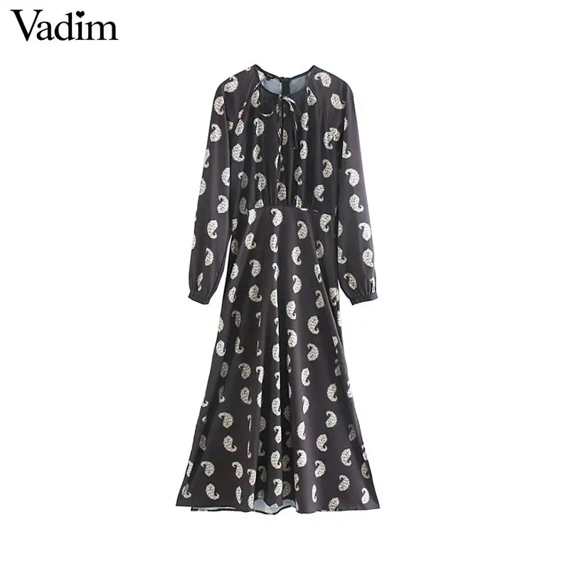 Vadim женское ретро платье макси с принтом Пейсли галстуком-бабочкой и длинным