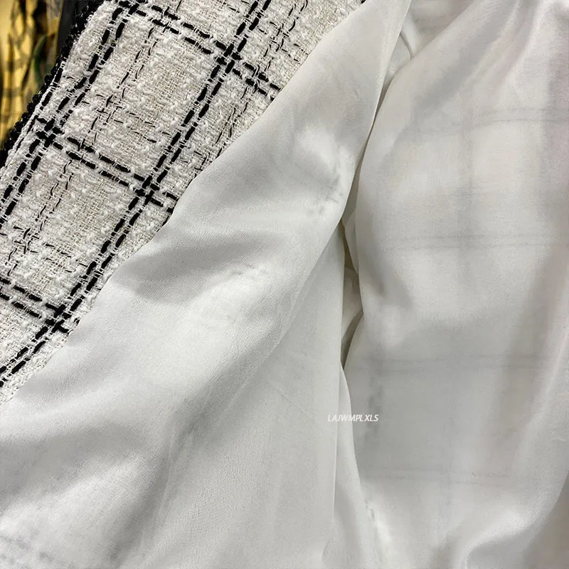 

Spring Autumn New Vintage Tweed Plaid Jacket Coat Women Small Fragrance Patchwork Korean Coats Elegant Short Outerwear