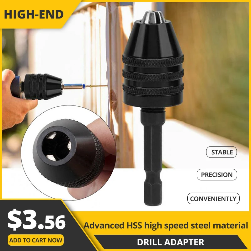 

Adapter Convert Hex Shank Drill Grinder 0.3-8mm 1/4 inch Keyless Drill Chuck Screwdriver Impact Driver Adaptor Quick Change