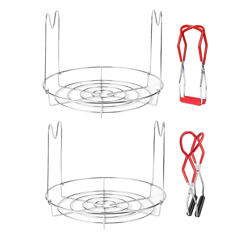 

Canner Rack, Stainless Steel Canning Rack Canning Tongs Kit for Regular Mouth Wide Mouth Mason Jars Canning Supplies