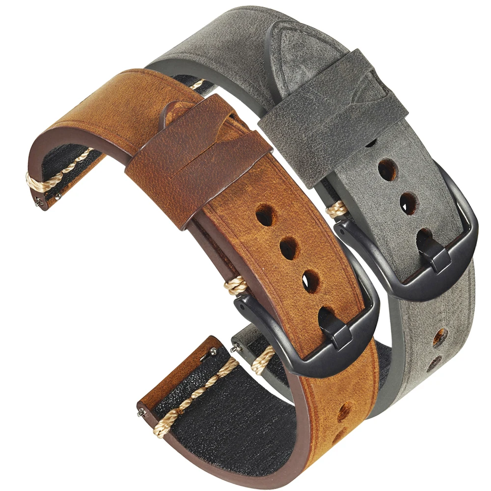 

New Design Retro Cowhide Watch Strap For Huawei Watch 3 46mm Men's Top Leather Watch Band 22mm 24mm Bracelet
