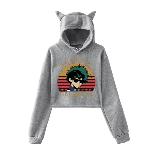 

New Cropped Hoodies My Hero Academia Anime Pullover Tops Women Japanese Fashion Sweatshirt Girls Hip Hop Streetwear Hoodie