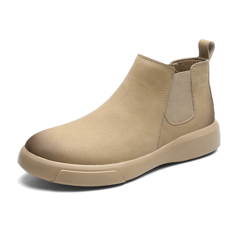 

Men's Casual Flats Boots Short Shoe Ankle Short Boot Comfortable Waterproof Outdoor Slip-On Leather Footwear