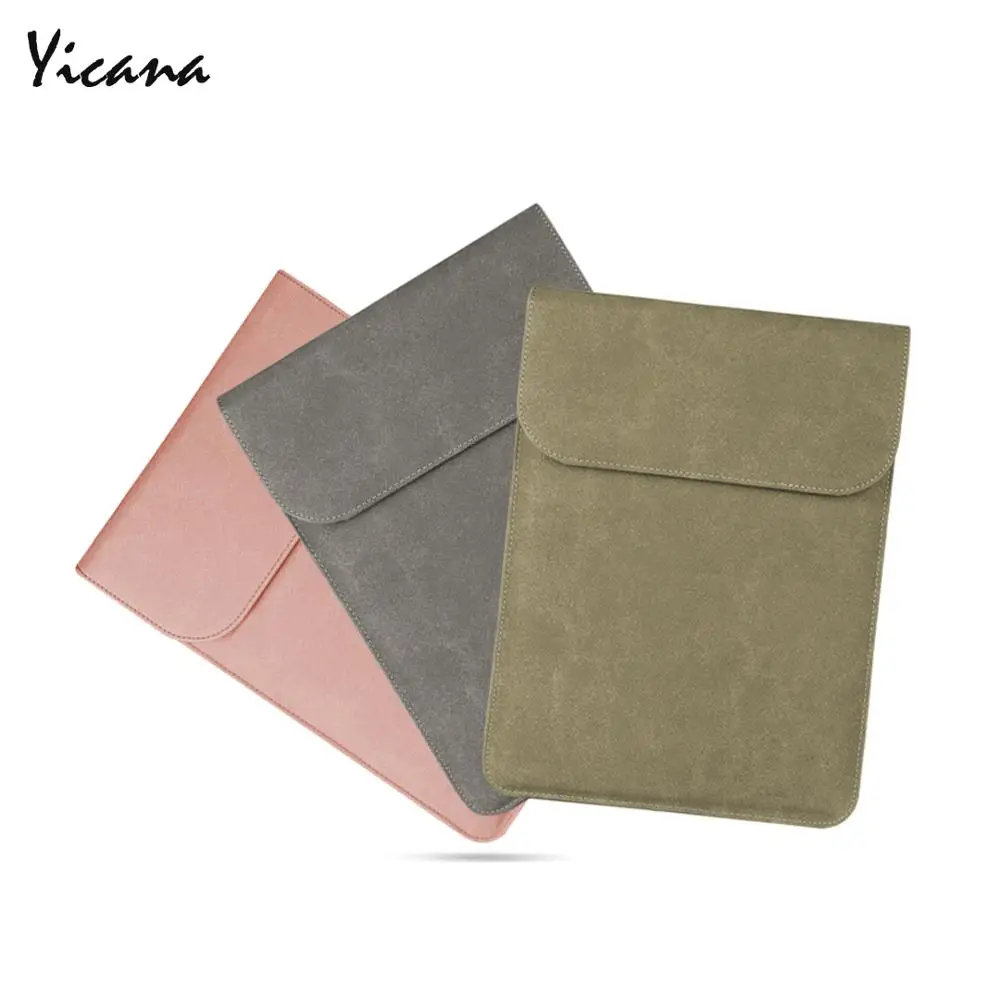 

yicana 11 12 13 14 15.6 16 PU leather Laptop Sleeve For Macbook Air Retina Pro Huawei Matebook Pro Surface UltrathinBook