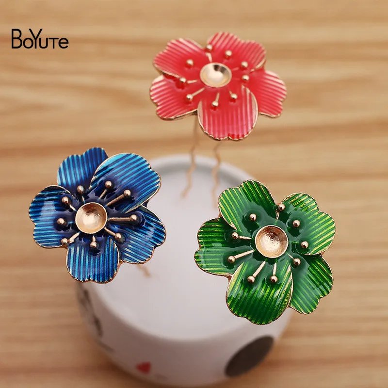 

BoYuTe (10 Pieces/Lot) 32MM Alloy Flower Welding 9*70*1.2MM Hair Fork Hairpins Chinese Vintage Hair Accessories Materials