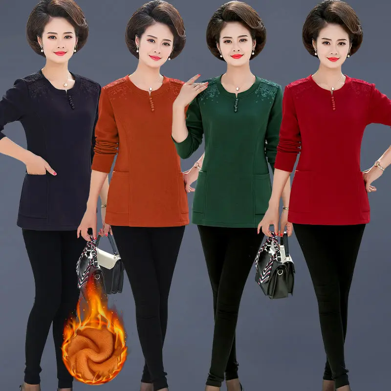 

2022, футболка с круглым вырезом, Женская осенне-зимняя рубашка с длинным рукавом, женская футболка, Свободные флисовые женские рубашки больш...