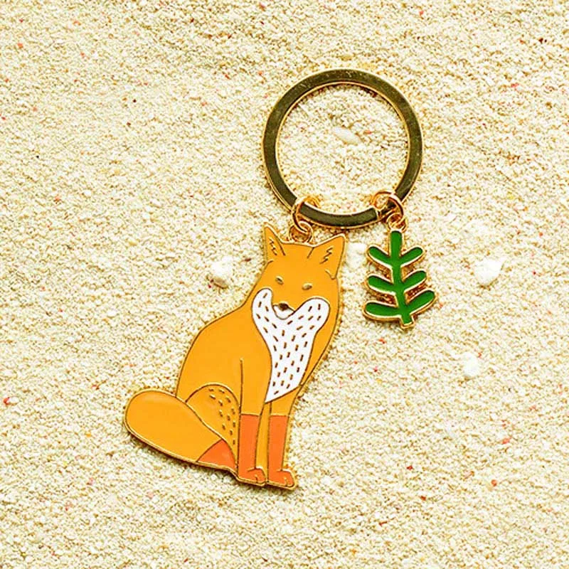 100 шт./лот Модный милый мультяшный брелок для ключей с изображением животных лисы