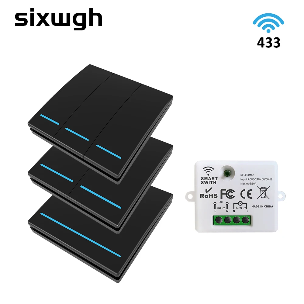 

Wireless switch 1/2/3gang button light switchï¼Œsmart home wiring-free remote control signal strong can be controlled by partition