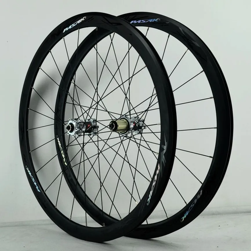 Verkauf PASAK 700C Disc Bremse Straße Fahrrad Laufradsatz 40MM Felge QR/Thru-achse Gerade Pull 24H V/C Bremse 29 Zoll Legierung Räder 12 Geschwindigkeit