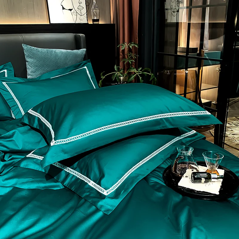 Black silkly egyptian cotton Bedding Sets Bed Linen Duvet Cover with comforter fitted sheet Pillowcase queen king size 5pcs | Дом и сад