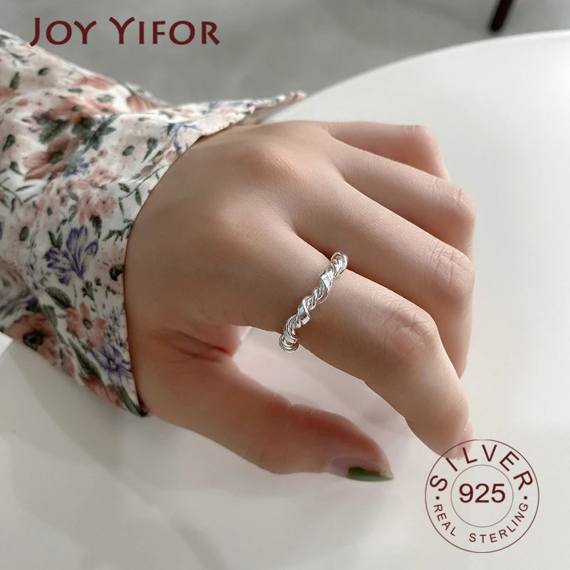 

925 sterling Silver Rings For Women gold color INS iron Simple Design Fashion Jewelry Engagement Ring Accessory