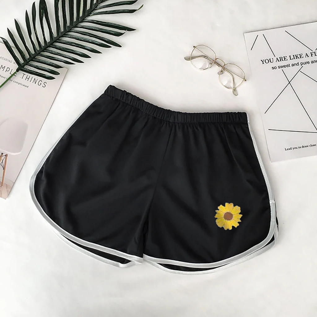 

2020 NEW Women's Sport Elastic Waist Athletic Mini Shorts Little daisy High Waist Daisy Casual Loose Running Shorts Summer