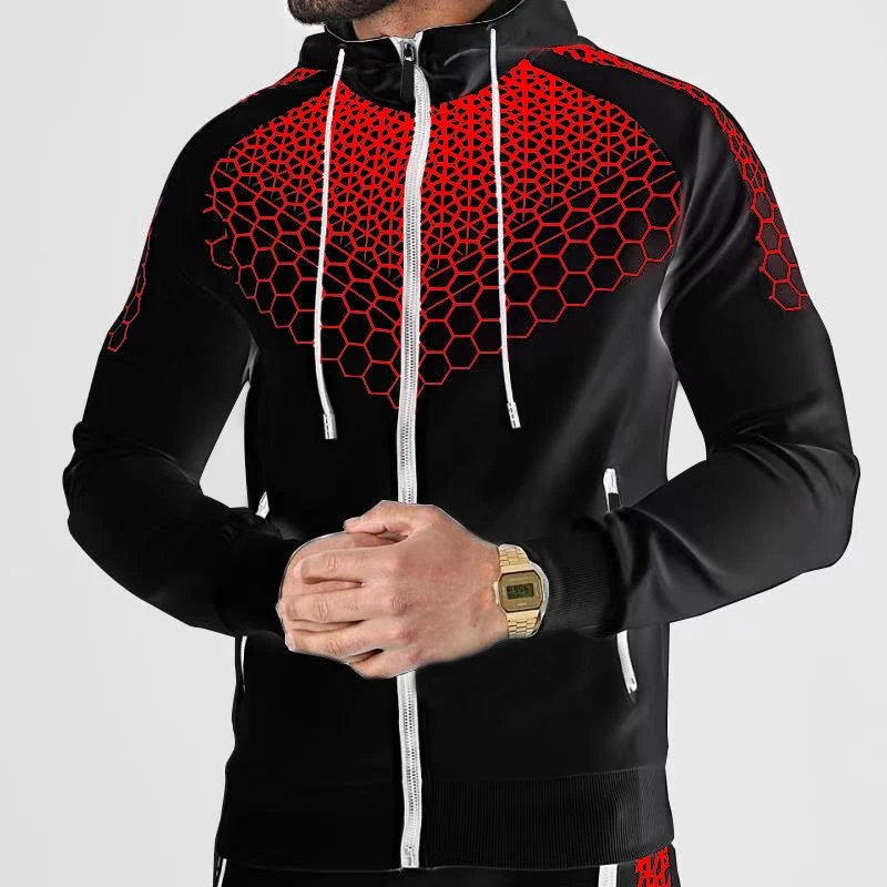 

2021 Men's Sports Hoodie + Pants Two-Piece Suit, Loose Casual Pullover, Fashion, Spring And Autumn Casual Zipper Shirt Clothing