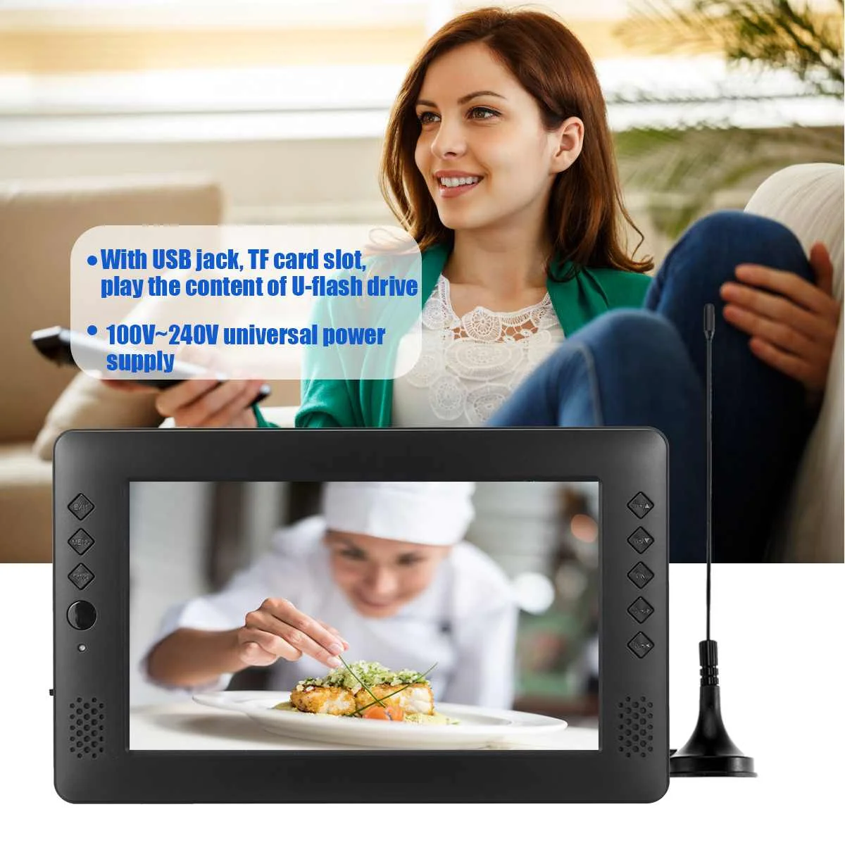 12V 9 дюймов HD Портативный экшн-камера с Wi-Fi подключением в цифровом и аналоговом ТВ DVB-T2 DVB-T D ТВ в ТВ автомобиля смарт-телевидения Поддержка USB TF карты MP4