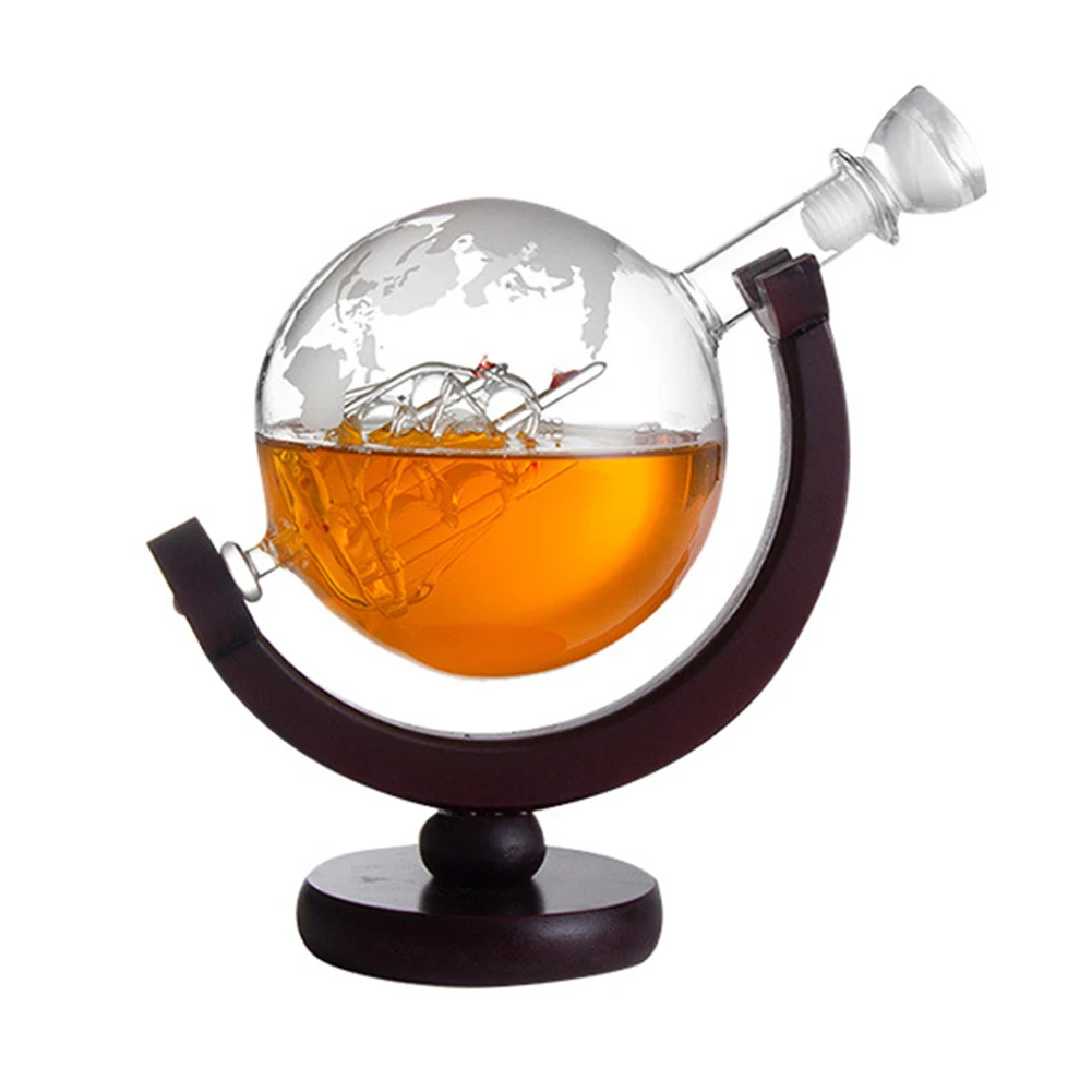 

850mL Whiskey Decanter Globe for Bourbon Vodka Wine Glass Dispenser World Map Liquor Dispenser Man Women Bar Banquet Gift