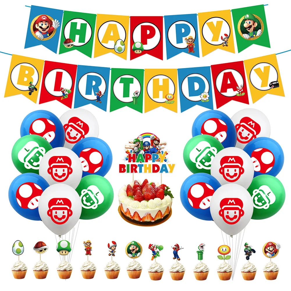 

Super Marioed Red Green Luigied Bro Game Latex Foil Balloons Baby Shower Boy Kids Banner Happy Birthday Party Decoration Globos