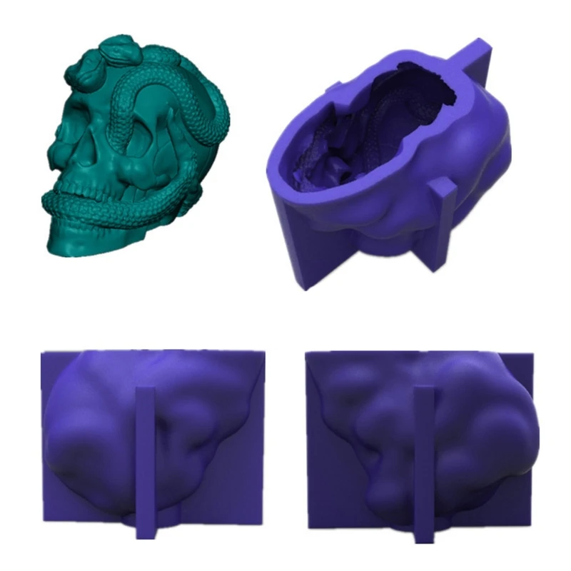 

1 Pc 3D Snake Skull Decorations Epoxy Resin Mold Ornaments Casting Silicone Mould DIY Crafts Plaster Candle Making Tool