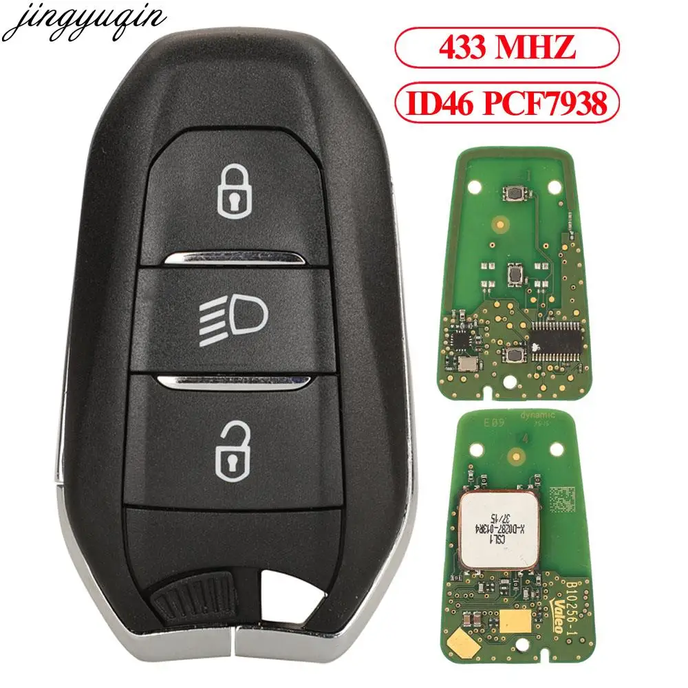 

Jingyuqin Remote Alarm Car Key 4A 434MHZ HU83 VA2 For Peugeot 3008 (P84) 5008 (P87) 2016 Citroen C3 C5 (B618) 2017 with Lamp 3BT