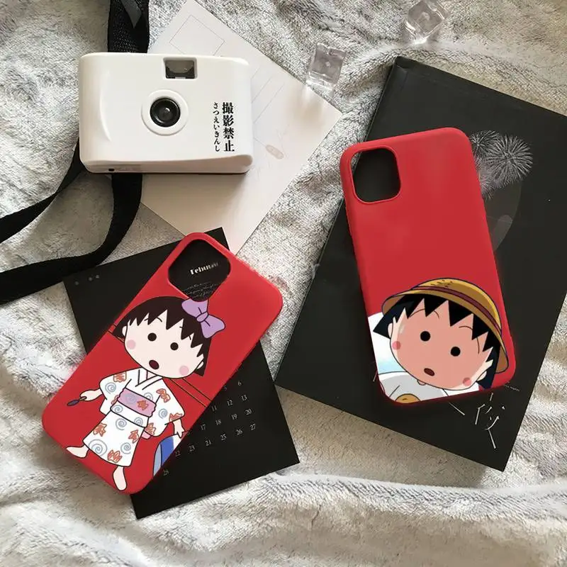 

Japan anime Chibi Maruko-chan Phone Case Candy Color for iPhone 6 7 8 11 12 s mini pro X XS XR MAX Plus