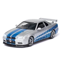 132 scale nissan skyline gtr r34 diecast car model toy simulation alloy car model fast and furious creative decoration toy gift