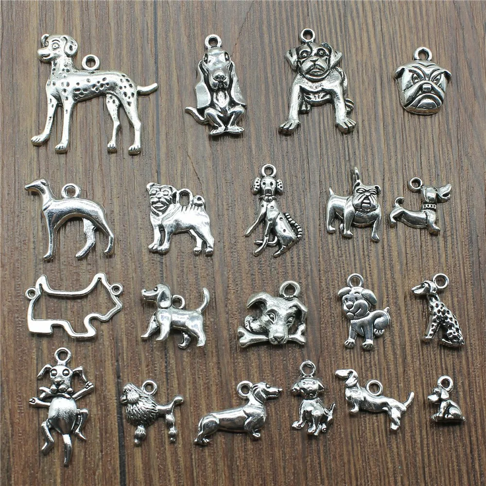 

15pcs Dog Charms Vintage Antique Silver Color Dog Pendant Charms Cute Dog Charms Jewelry Accessories DIY Craft