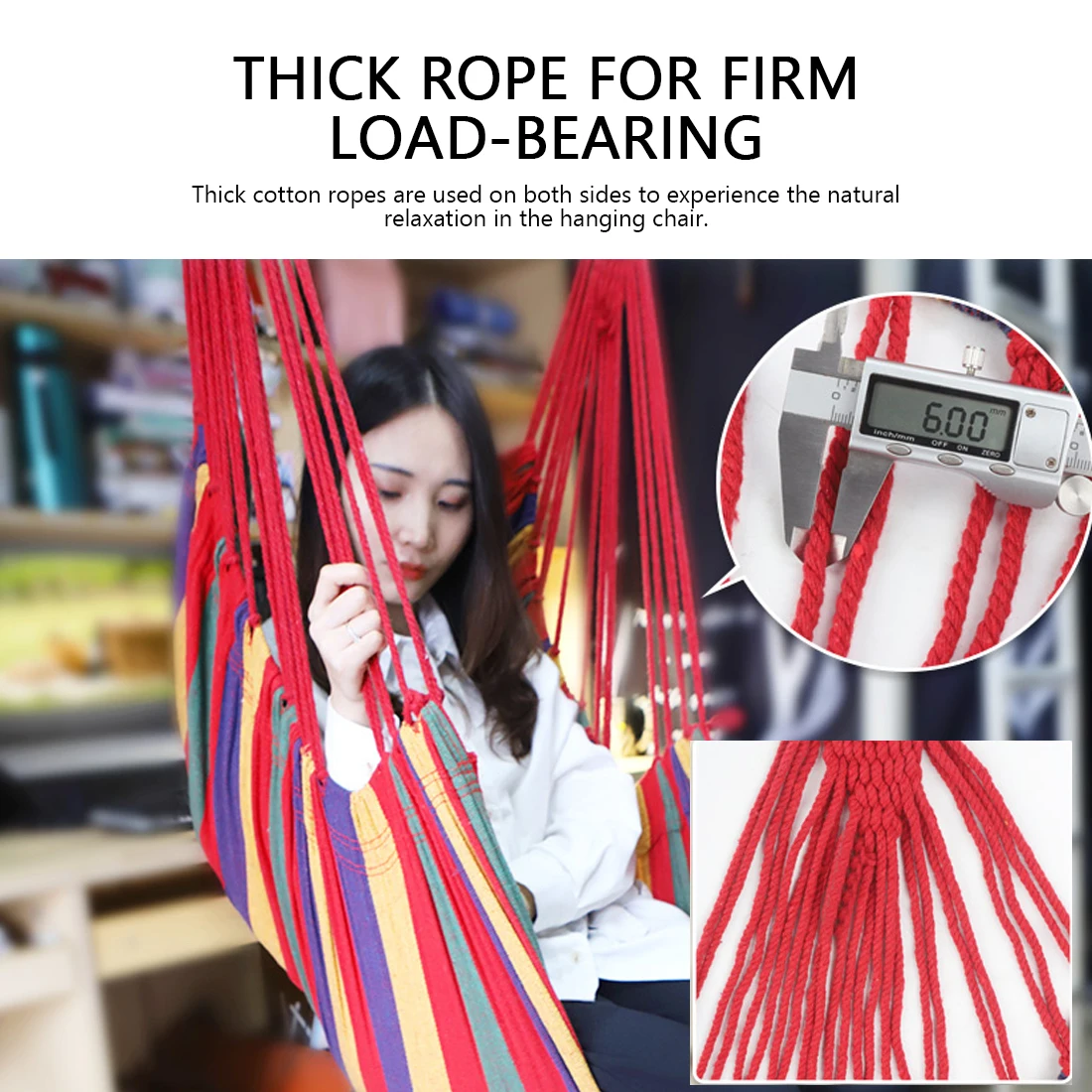 

130 x 100cm Canvas Bedroom Hanging Hammock Chair Adults Kids Indoor Portable Relaxation Thickened Outdoor Swing Travel Camping