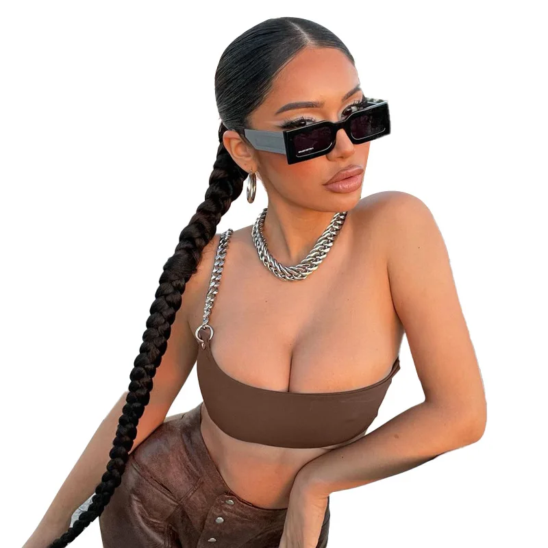 

Новинка 2021, пикантная коричневая майка без рукавов с вырезом лодочкой и открытой спиной, весна-лето, женская модная одежда для отдыха