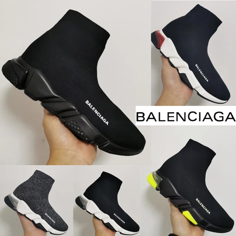 

Hot Sale Balanciaga- Cushion Knit Running Shoes Men WomenÂ Neon Green Casual Black White Red Speed Trainer Sneakers US 5.5-11