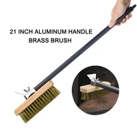 pizzathome pizza oven copper brush bristle brass scraper household grill cleaning oven brush with 21 inch aluminium handle
