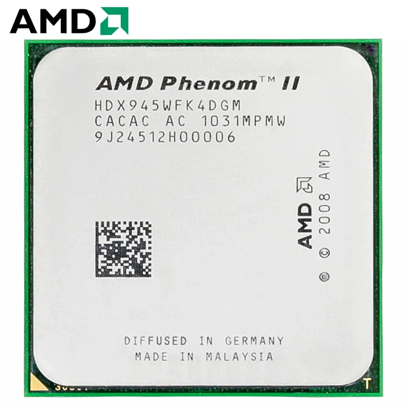 Процессор AMD Phenom II X4 945 HDX945WFK4DGM сокет AM3 95 Вт 3 0 ГГц 938 контактный четырехъядерный