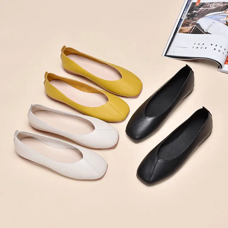 

Mary Jane small leather shoes 2021 new Korean fashion all-match flat women's single shoes soft leather soft sole grandma shoes