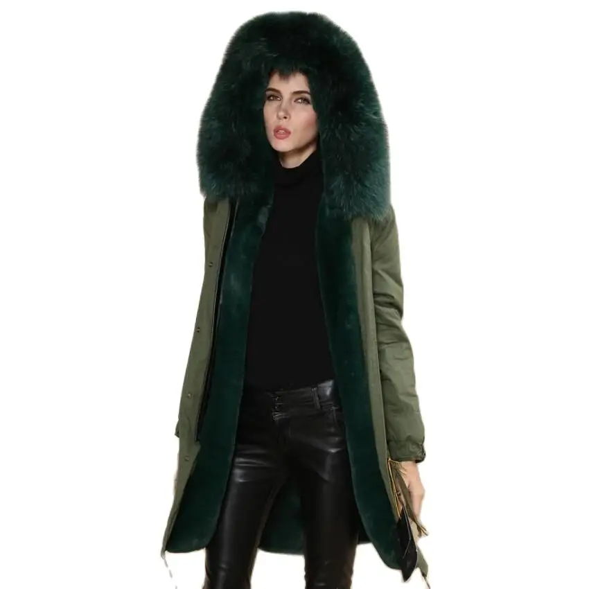 New Fashion 2017 Real fur coats for women large green collar coat parka factory supplier wholesale price | Женская одежда
