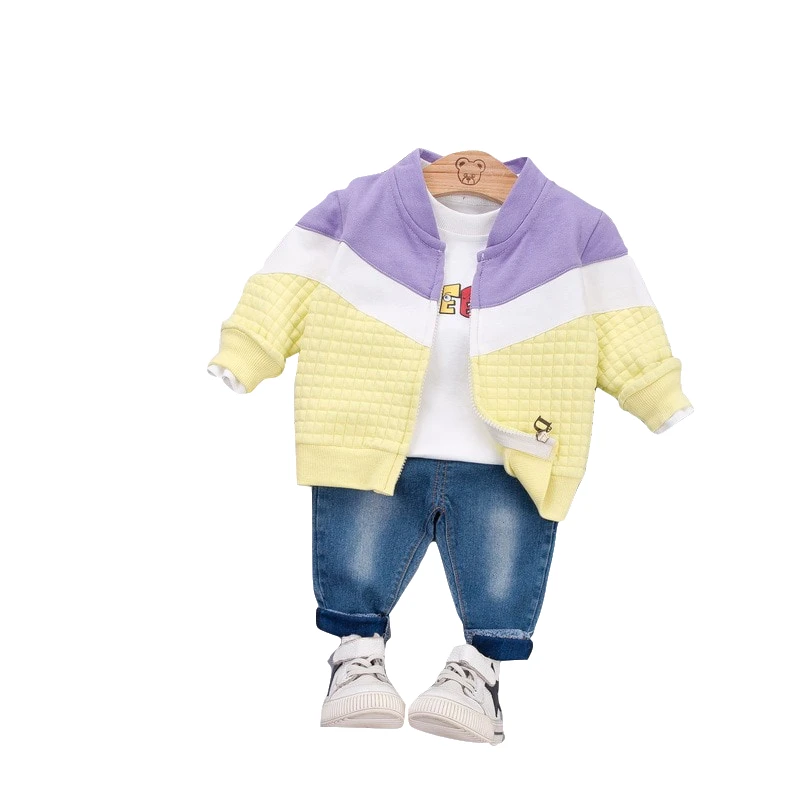 Осенний комплект одежды для маленьких мальчиков, пальто для малышей, куртка+ футболка+ штаны, комплект из 3 предметов, модный спортивный костюм для новорожденных, комплект одежды для маленьких мальчиков