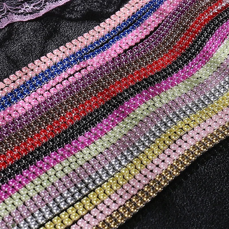 Feilang 15 Colors 2mm/2.5mm Size Pearl Chain Resin 2yards/bag Material DIY Colorful Claw Rhinestones Sewing Accessories | Дом и сад
