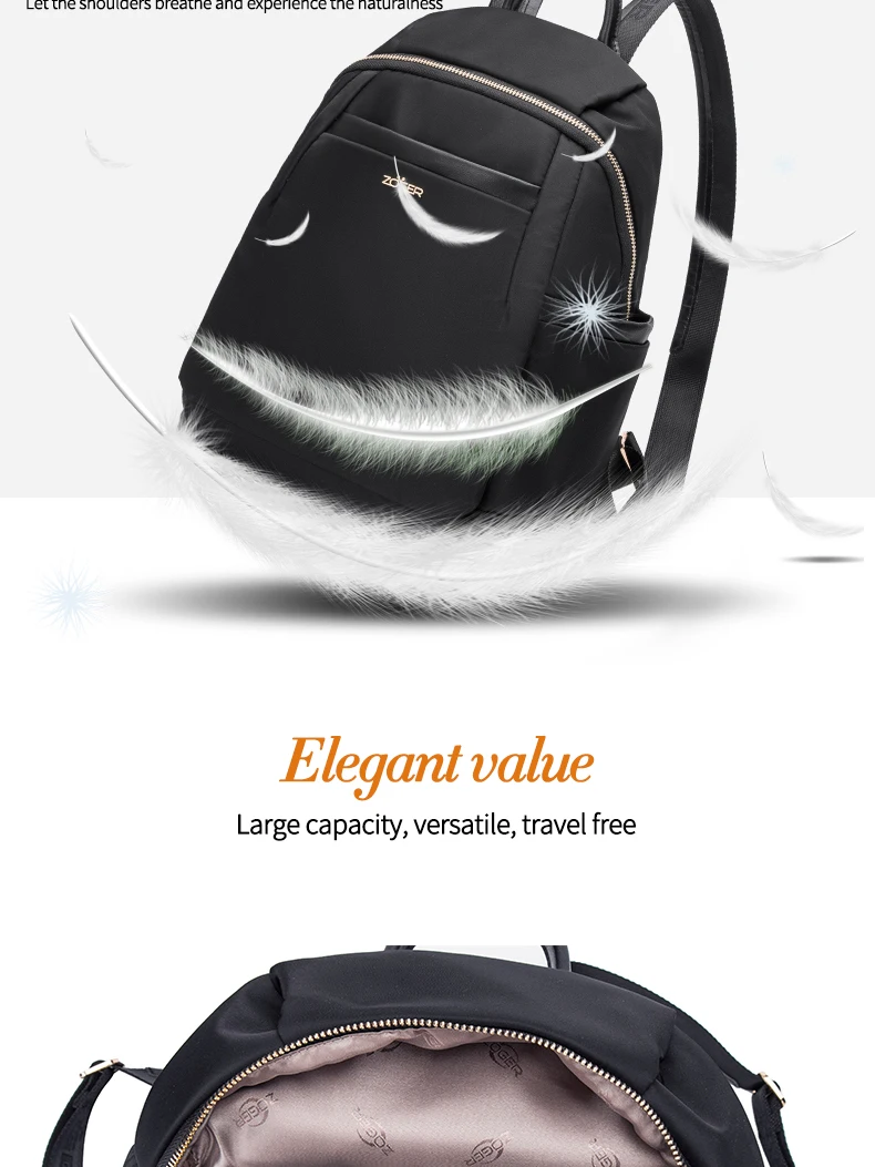 Zoger backpack ladies Oxford cloth backpack casual Korean version of the simple travel canvas small fresh college wind bag tide