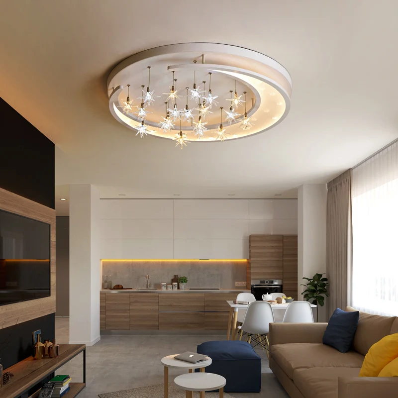 

Murlamp современный светодиодный потолочный светильник со звездой и луной, детская комната, спальня, гостиная, украшение для дома, 90-260 В, потоло...