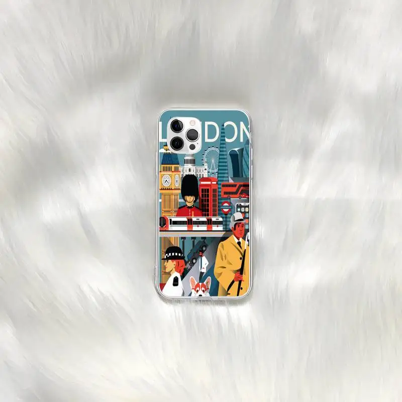 

London bus england telephone Phone Case for iphone 6s 7 8plus xr xs max 11 12 pro max mini clear cover