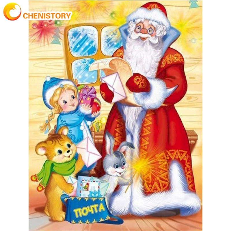 

CHENISTORY Santa Claus DIY Oil Painting By Numbers Pictures By Number Kits HandPaint Coloring By Number Art On Canvas Home Decor