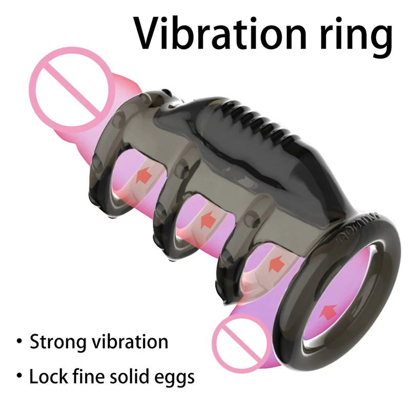 

Penis Vibrating Penis Rings For Male Delay Ejaculation Men Sex Toys Silicon Penis Sleeve Ring Cock Ring Men Chastity Cage Device