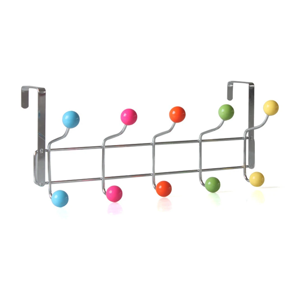 

Kitchen Punch Free Bedroom 5-hooks Clothes Towel Iron Door Back Home Coat Hanging Hook