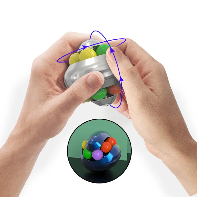 

Torshn Puzzle Improve Brain Health Fun Mind-Tickling Health Decompression Kid Toy Rotating Magic Bean Fingertip Cube Gyro