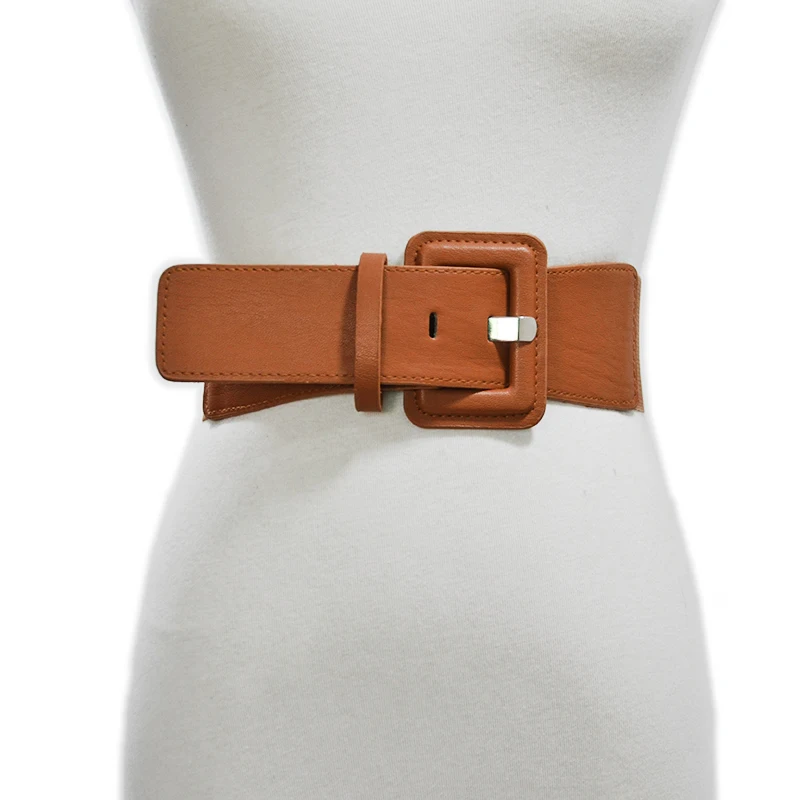 Luxury 2019 New Ladies Elastic Wide Belt Fashion Wild Solid Color Imitation Leather Pin Buckle Wide Belt Bg-1365