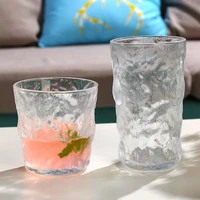 transparent glass water cup european style beer glass whiskey glass frosted foreign wine glass glacier pattern glass mug