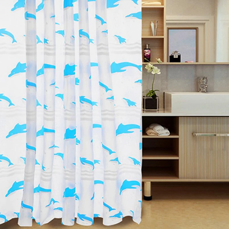 Сатиновый Дельфин узор занавеска для душа водонепроницаемый плесени моющиеся