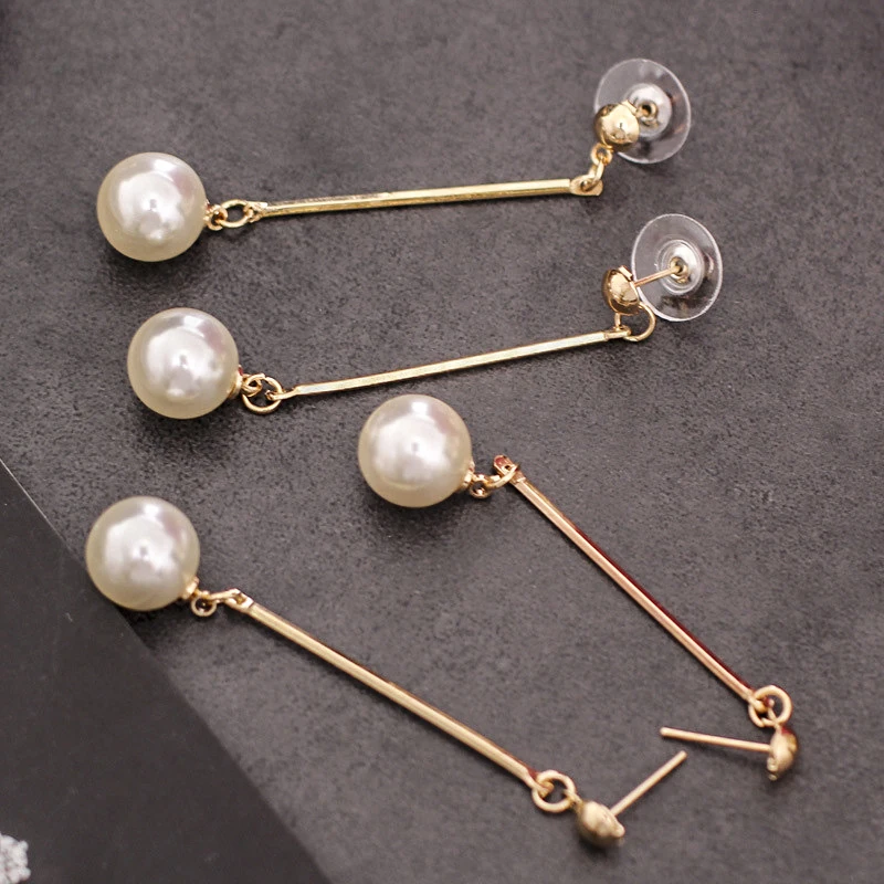 Длинные серьги подвески с круглым жемчугом летняя Корейская эстетика