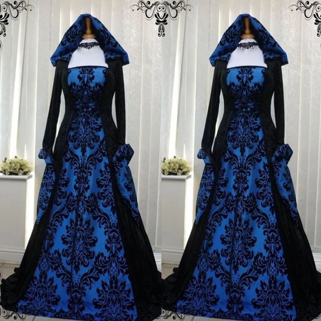 Женское платье на Хэллоуин винтажное Ретро готическое длинное с капюшоном и