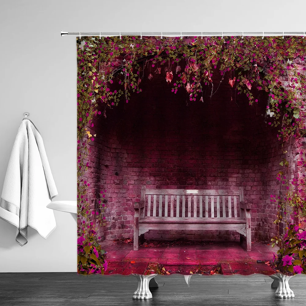 Штора для душа с природным пейзажем водонепроницаемая тканевая занавеска