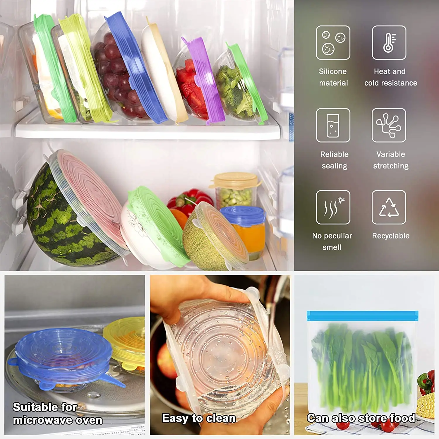 6 Размеры/комплект силиконовый чехол стрейч многоразовые крышки герметичный Еда