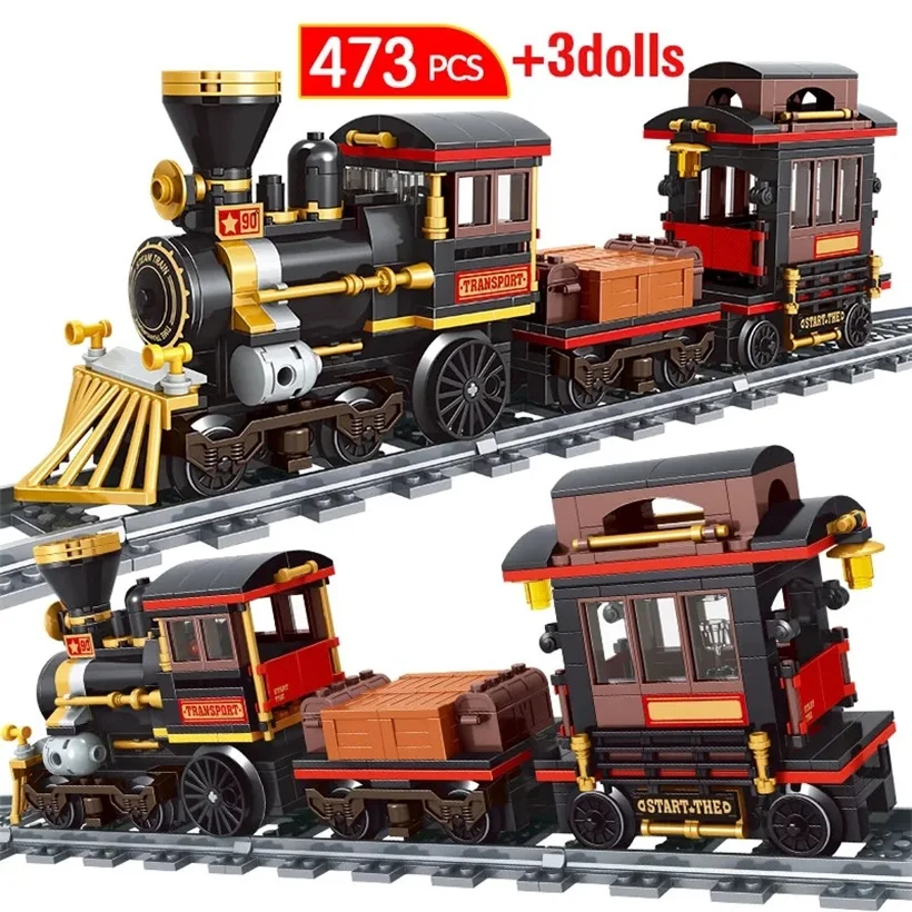 Классический городской транспорт паровой поезд строительные блоки техническая